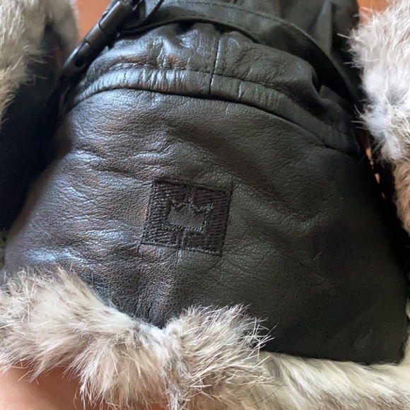 Leather rabbit fur Crown cap aviator winter hat. Like new condition. Super warm. - Picture 5 of 9